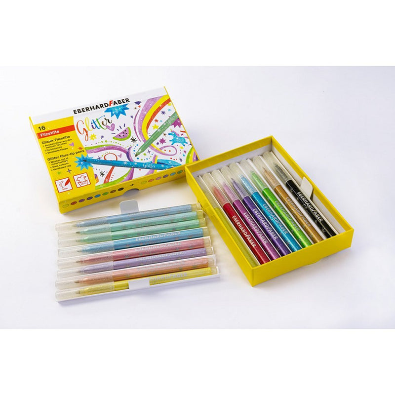 Load image into Gallery viewer, Eberhard faber ef-551016 viltstiften glitter doos 16 kleuren
