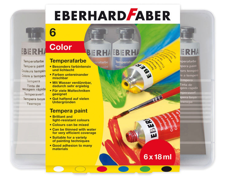Load image into Gallery viewer, Eberhard faber ef-575505 plakkaatverf 6 kleuren tube 18 ml
