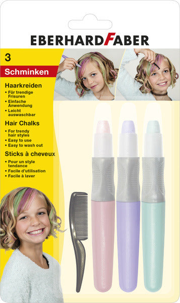 Load image into Gallery viewer, Eberhard faber ef-579202 haarkrijt 3 stuks roze, paars, turquoise
