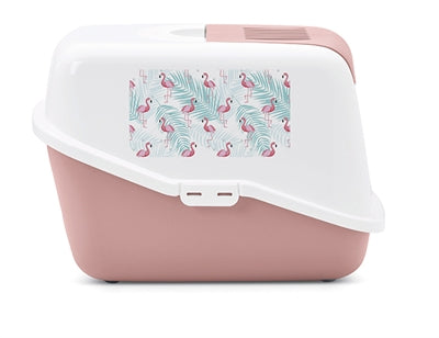 Load image into Gallery viewer, Savic Kattenbak nestor impression flamingo roze wit

