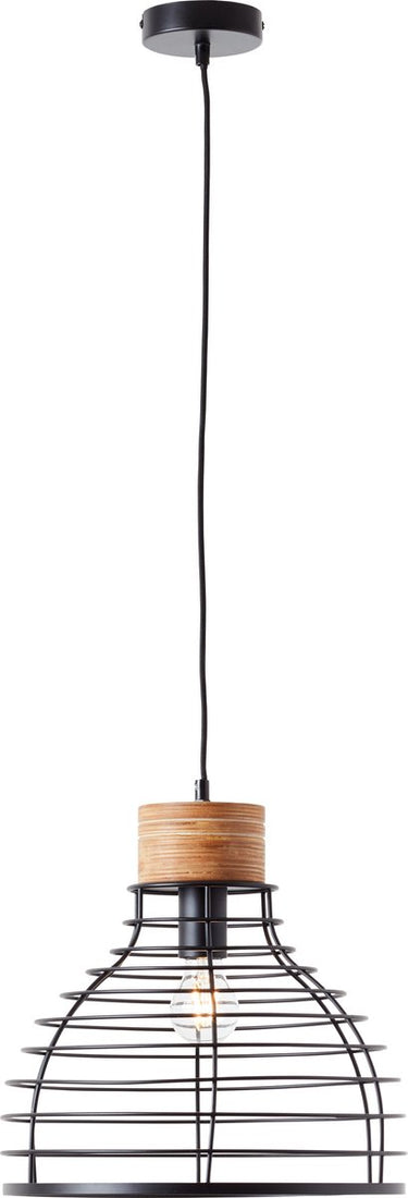 Brilliant avia - hanglamp - e27 max 1x40w - zwart houtkleur