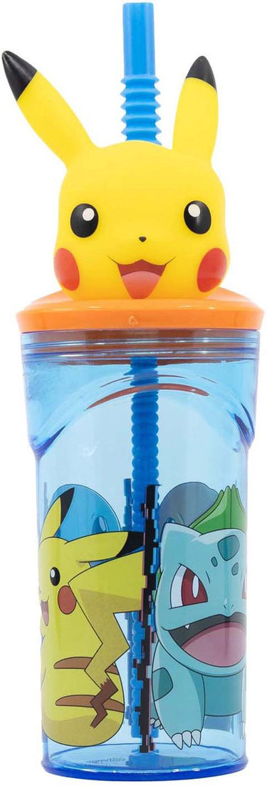 Pokémon 3d drinkfles met rietje , 360ml
