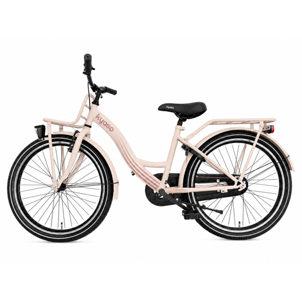 Afbeelding laden in galerijviewer, Kyoso kinderfiets blossom mocha 24 inch met remnaaf - mat taupe roze
