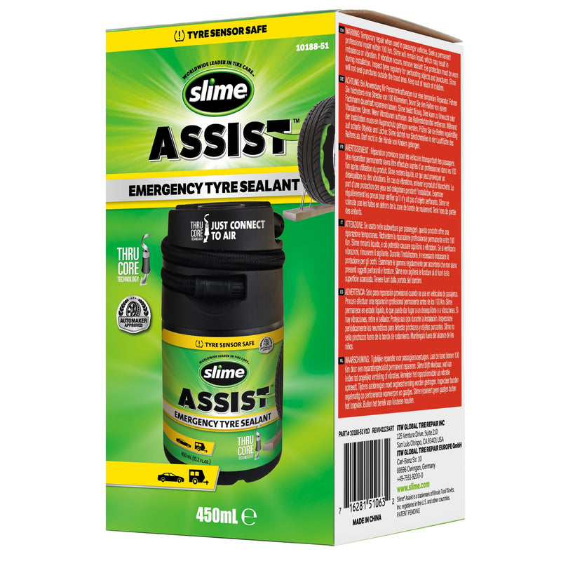 Load image into Gallery viewer, Slime assist noodafdichtmiddel voor banden 450 ml navulling smart repair plus set

