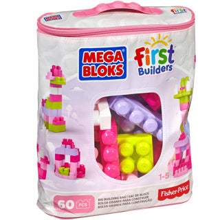 Mega bloks fischer price first builders blokkentas 60 stuks roze