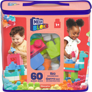 Afbeelding laden in galerijviewer, Mega bloks big buildng bag 60pc pink
