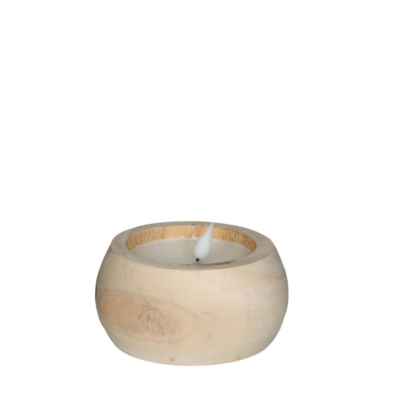 Chargez l'image dans la visionneuse de la galerie, Ideas 4 seasons led kaars hout ã˜12 h.6 cm met timer bruin
