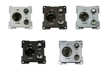C-line 12 volt contactdoos met antenne en satelliet aansluiting grijs