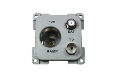 C-line 12 volt contactdoos met antenne en satelliet aansluiting grijs