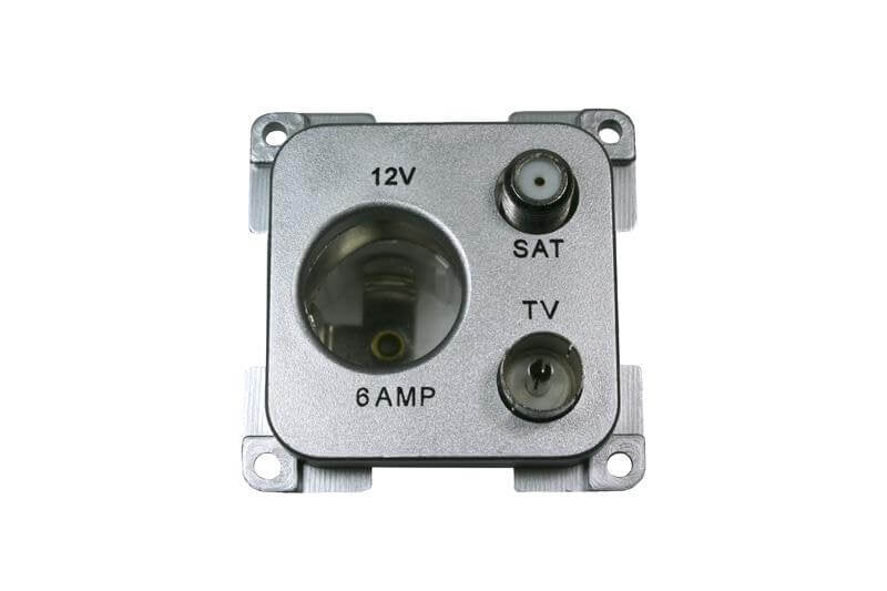 ギャラリービューアに画像をロードする, C-line 12 volt contactdoos met antenne en satelliet aansluiting zilver
