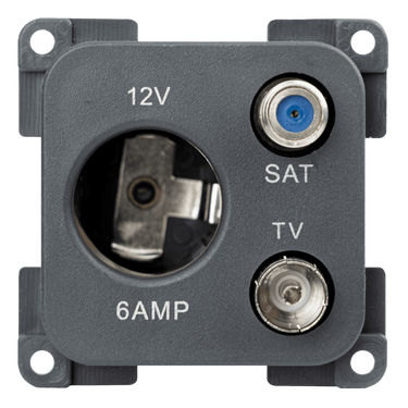 C-line 12 volt contactdoos met antenne en satelliet aansluiting antraciet