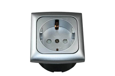 C-line wandcontactdoos met opal afdekraam zilver
