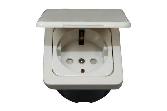 C-line wandcontactdoos met opal afdekraam met klapdeksel wit