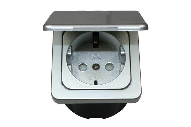 Chargez l'image dans la visionneuse de la galerie, C-line wandcontactdoos met opal afdekraam met klapdeksel zilver
