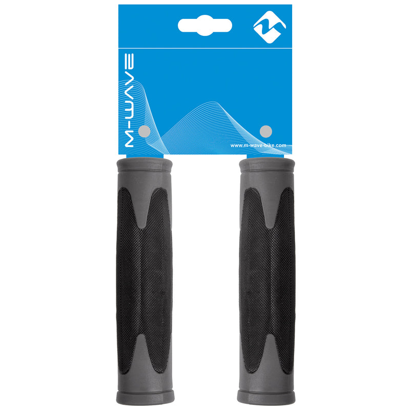 Afbeelding laden in galerijviewer, M-wave handvatset atb zwart grjs 130mm 2-componenten
