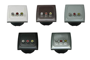C-line video en audio contactdoos met opal afdekraam bruin - zonder verkoopverpakking