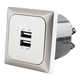 C-line wandcontactdoos met dubbele usb-a lader met opal afdekraam zilver