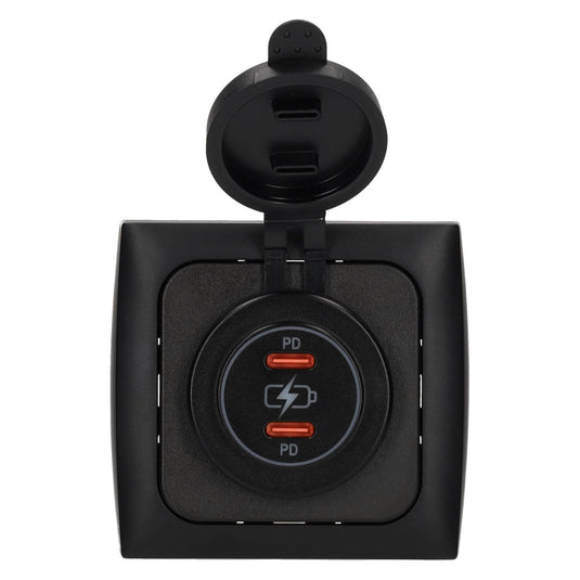 C-line power line 2x usb-c pd 36w lader met opal afdekraam zwart