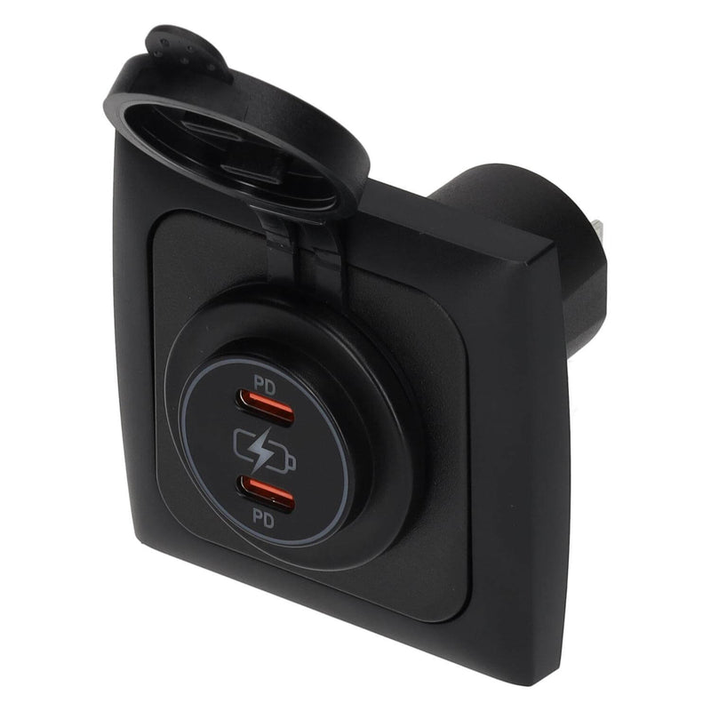Chargez l'image dans la visionneuse de la galerie, C-line power line 2x usb-c pd 36w lader met opal afdekraam zwart - zonder verkoopverpakking
