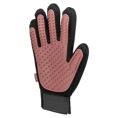 Trixie vachtverzorgingshandschoen mesh-materiaal tpr roze zwart