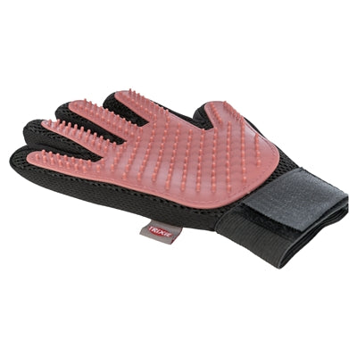 Trixie vachtverzorgingshandschoen mesh-materiaal tpr roze zwart
