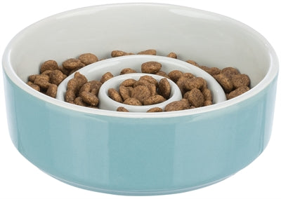 Afbeelding laden in galerijviewer, Trixie voerbak slowfeeding keramiek grijs blauw
