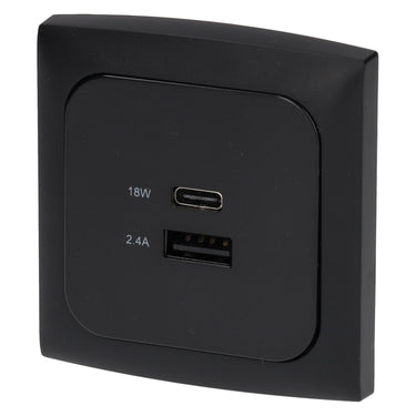 C-line usb laadcontactdoos met usb-a en usb-c - ece r10 - zwart