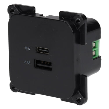 C-line usb laadcontactdoos met usb-a en usb-c - ece r10 - zwart