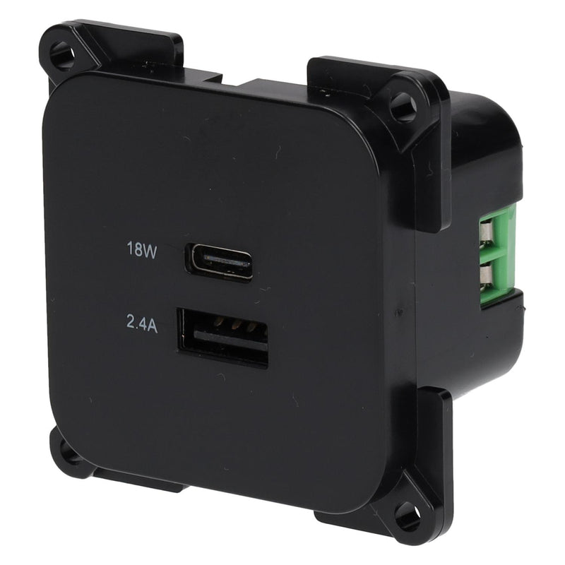 Afbeelding laden in galerijviewer, C-line usb laadcontactdoos met usb-a en usb-c - ece r10 - zwart - zonder verkoopverpakking
