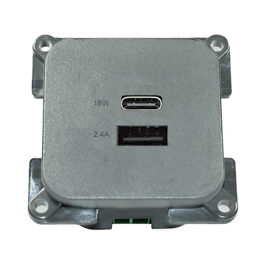 C-line usb laadcontactdoos met usb-a en usb-c - ece r10 - zilver - zonder verkoopverpakking