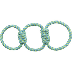 Trixie aquatoy touw trekspeeltje ringen polyester geel groen