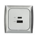 C-line usb laadcontactdoos met usb-a en usb-c met opal afdekraam zilver - zonder verkoopverpakking