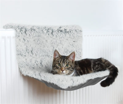 Load image into Gallery viewer, Trixie Radiator hangmat harvey langhaar pluche velours wit zwart
