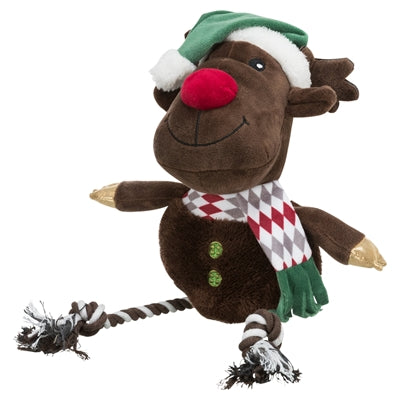 Load image into Gallery viewer, Trixie Xmas rendier met flostouw benen pluche katoen
