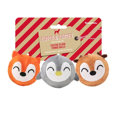 Load image into Gallery viewer, Cupid comet Festive plush tennis balls
