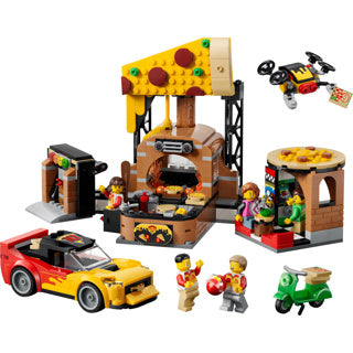 Lego city pizzacentrale met voertuigen pizza speelgoed voor kinderen 60496