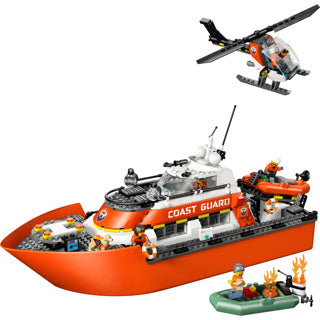 Lego city exploration - kustwacht reddingsboot - met helikopter
