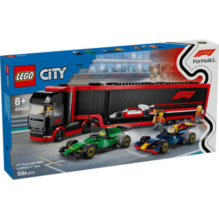 Lego city f1 truck met rb20 en amr24 f1® auto's speelset - 60445