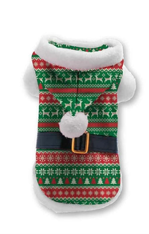 Plenty gifts Kerst hondenjas gestreept print rood groen