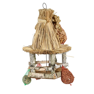 Load image into Gallery viewer, Best for birds voedertafel hangend rieten dak inclusief voer
