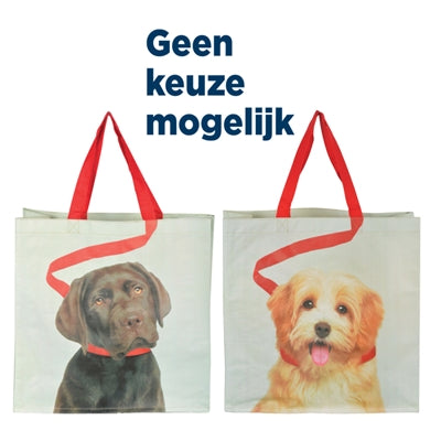 Load image into Gallery viewer, Boodschappentas hond aan riem assorti
