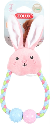 Load image into Gallery viewer, Zolux Puppy tiny pluche konijn met touw roze
