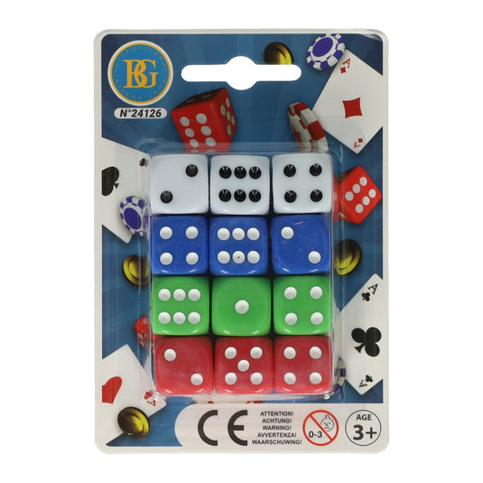 Klassieke dobbelstenen kleur, 12st.