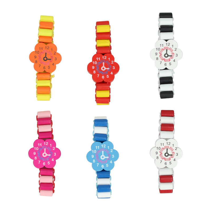 Load image into Gallery viewer, Houten horloge bloem

