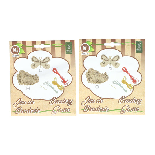 Borduursetje hout - incl. 3 kleuren garen en naald