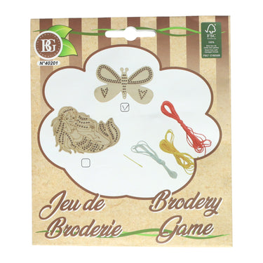 Borduursetje hout - incl. 3 kleuren garen en naald