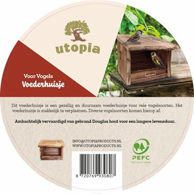 Load image into Gallery viewer, Utopia Vogel voederhuisje gebrand douglas hout
