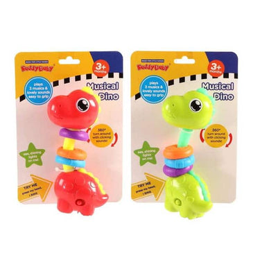Jonotoys dinosaurus muziek rammelaar 14 cm groot
