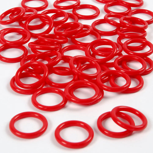 Creativ company plastic ring, afm 15 mm, dikte 2 mm, rood, 50 stuk 1 doos