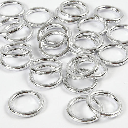 Creativ company plastic ring, afm 15 mm, dikte 2 mm, zilver, 25 stuk 1 doos
